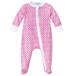Sailor Hearts Zip Baby Onesie in Posie Pink