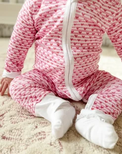 Sailor Hearts Zip Baby Onesie in Posie Pink