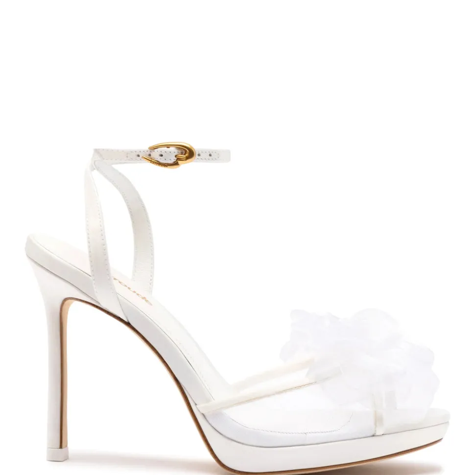 Salma Platform Sandal in White Satin