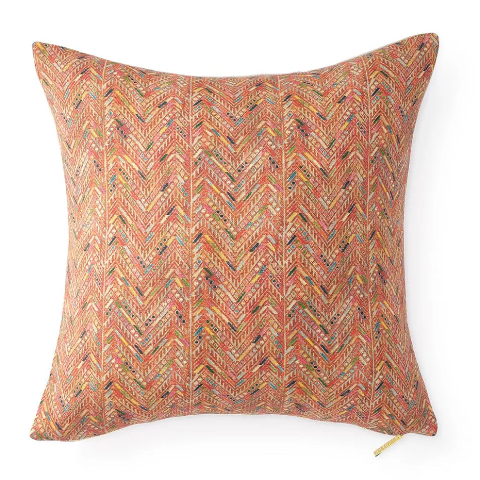 Salmon Herringbone Huipil Pillow