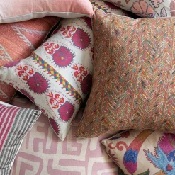 Salmon Herringbone Huipil Pillow