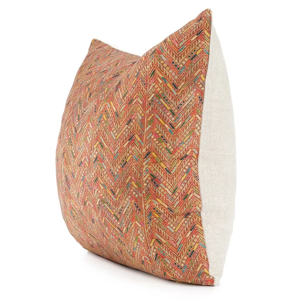 Salmon Herringbone Huipil Pillow
