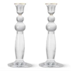 Sancia Extra Tall Taper Candleholders in Gold Rim in, Set of 2