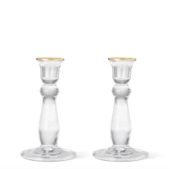 Sancia Tall Taper Candleholders in Gold Rim in, Set of 2