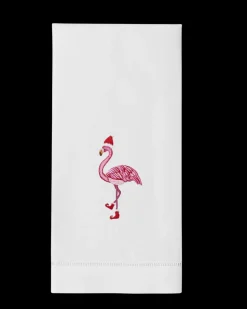 Santa Hat Flamingo Hand Towel