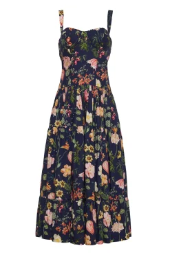 Santiago Dress in Stems Evening Blue