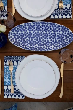 Santorini Flower Narrow Oval Platter