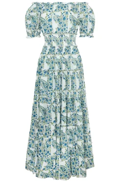 Santorini Maxi Dress in Blue Green Paisley