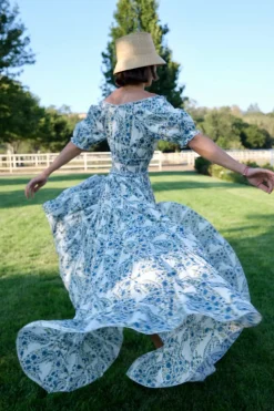 Santorini Maxi Dress in Blue Green Paisley