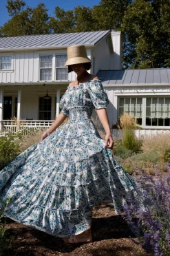 Santorini Maxi Dress in Blue Green Paisley