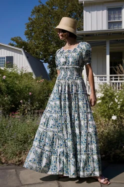 Santorini Maxi Dress in Blue Green Paisley