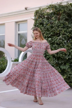 Santorini Maxi Dress in Pink Tile