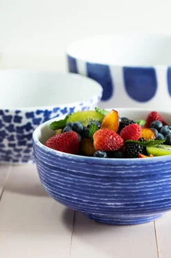 Santorini Stripe Medium-Footed Serving Bowl