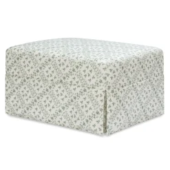 Sarah Flint x Namesake Crawford Gliding Ottoman in Eco-Performance Fabric | Water Repellent & Stain Resistant in Green Lattice Performance Eco-Weave
