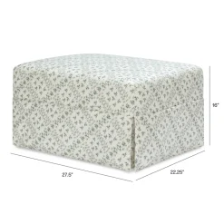 Sarah Flint x Namesake Crawford Gliding Ottoman in Eco-Performance Fabric | Water Repellent & Stain Resistant in Green Lattice Performance Eco-Weave
