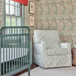 Sarah Flint x Namesake Crawford Swivel Glider in Eco-Performance Fabric | Water Repellent & Stain Resistant in Green Lattice Performance Eco-Weave