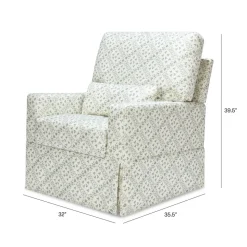 Sarah Flint x Namesake Crawford Swivel Glider in Eco-Performance Fabric | Water Repellent & Stain Resistant in Green Lattice Performance Eco-Weave