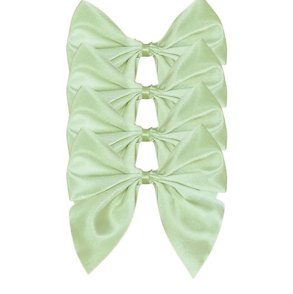 Satin Bow Napkin Ties in Light Green, Set of 4