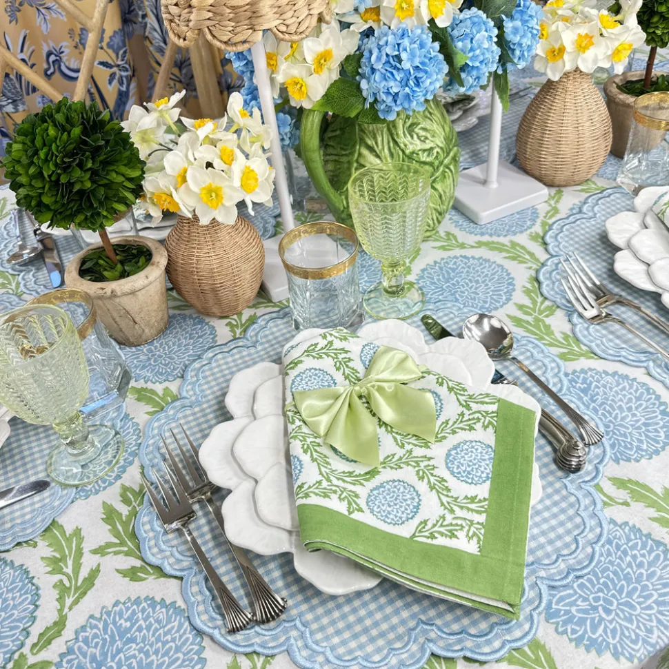 Satin Bow Napkin Ties in Light Green, Set of 4