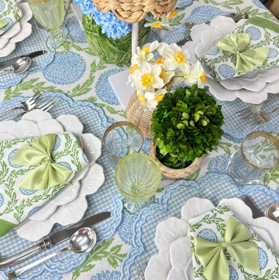 Satin Bow Napkin Ties in Light Green, Set of 4