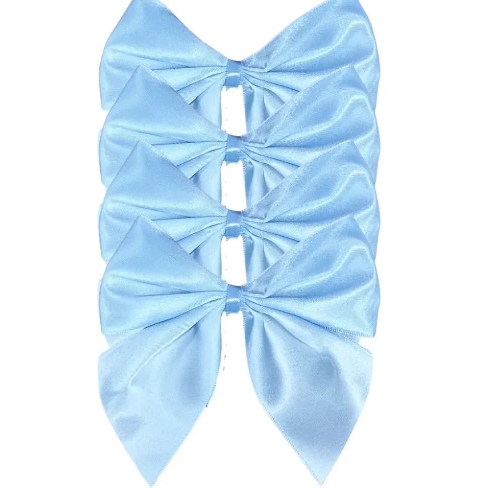 Satin Bow Napkin Ties in Blue, Set of 4