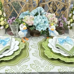 Satin Bow Napkin Ties in Blue, Set of 4