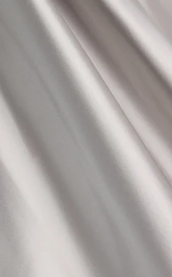 Satin Sheath with Draped Neckline in Pale Grey