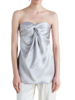 Satin Twist Bustier in Grey