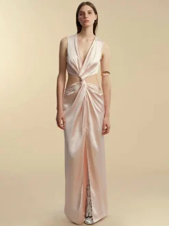 Satin Twist Dress in Rose Quartz