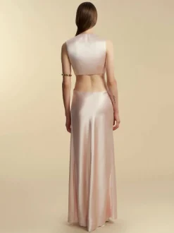 Satin Twist Dress in Rose Quartz