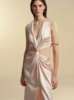 Satin Twist Dress in Rose Quartz