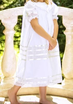Savannah Lace Flower Girl Dress in White