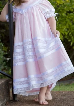 Savannah Lace Heirloom Dress in Pink