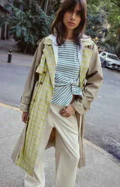Sawyer Coat in Dark Khaki/Lemon Multi