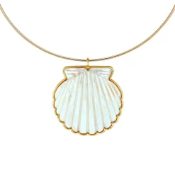 Scallop Shell Pendant with Neck Wire