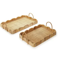 Scalloped Edge Trays with Handles, Set of 2