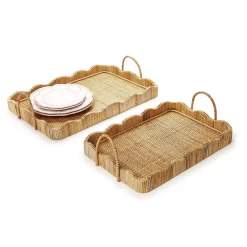 Scalloped Edge Trays with Handles, Set of 2