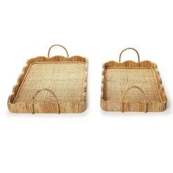 Scalloped Edge Trays with Handles, Set of 2