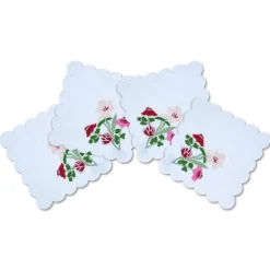 Scalloped Flower Cocktail Napkins, Set of 4