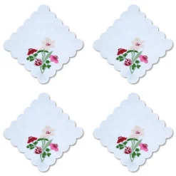 Scalloped Flower Cocktail Napkins, Set of 4