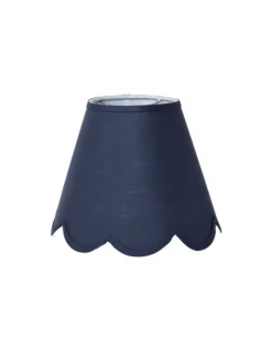 Scalloped Lampshade in Navy Linen