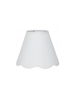 Scalloped Lampshade in White Linen
