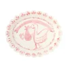 Scalloped Stork Birth Plate in Pink