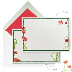 Scarlet Poppies Stationery Cards, Personalized Set of 50