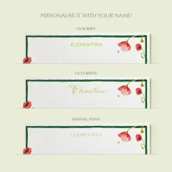 Scarlet Poppies Stationery Cards, Personalized Set of 50