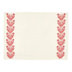 Schemata Embroidered Linen Placemat in Pink