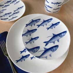 School of Fish Coupe Dinner Plate Blue