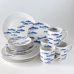 School of Fish Coupe Dinner Plate Blue