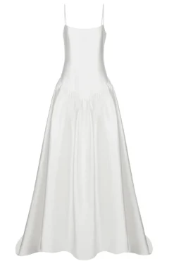 Scoop Neck Silk Mikado Drop Waist Dress | STYLE 075