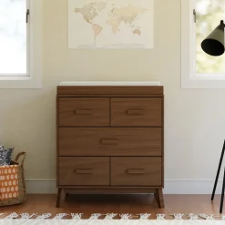 Scoot 3-Drawer Changer Dresser with Removable Changing Tray in Natural Walnut